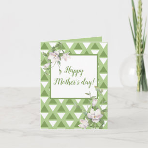 Tarjeta Patrón geométrico verde pastel simple floral