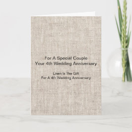 Tarjeta Patrón Linen Personalizado Cuarto Aniversario Boda