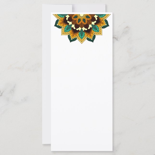 Tarjeta Patrón Mandala 02 en amarillo y marrón (Anverso)