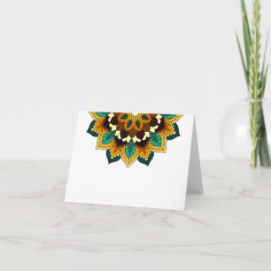 Tarjeta Patrón Mandala 02 en amarillo y marrón