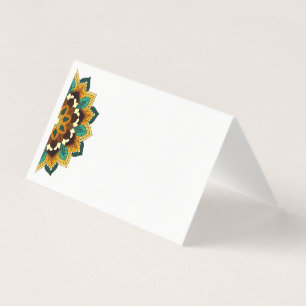 Tarjeta Patrón Mandala 02 en amarillo y marrón