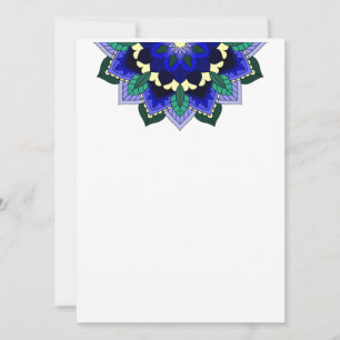 Tarjeta Patrón Mandala 02 en azul oscuro