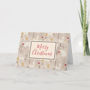 Tarjeta Patrón navideño de adorables animales del bosque