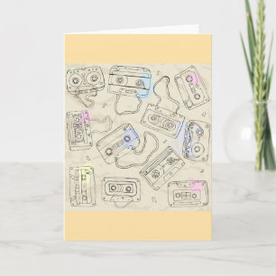 Tarjeta Patrón Retro de Cinta de Mezcla de Casete Nostálgi