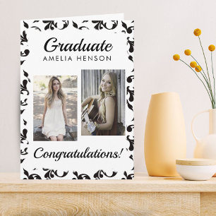 Tarjeta Patrón Rococó Felicitaciones Graduado 2 Fotos