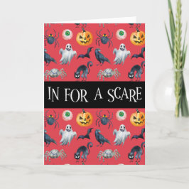 Tarjeta Patrón rojo de Halloween de "dentro por un miedo"