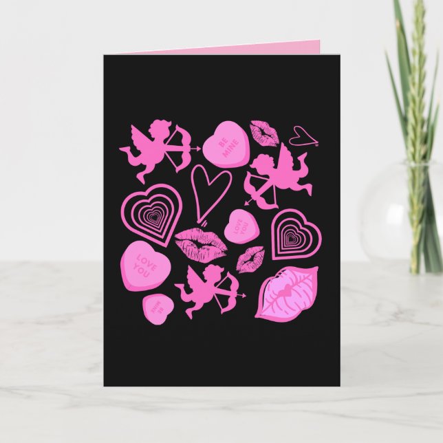 Tarjeta Patrón rosa de San Valentín (Anverso)