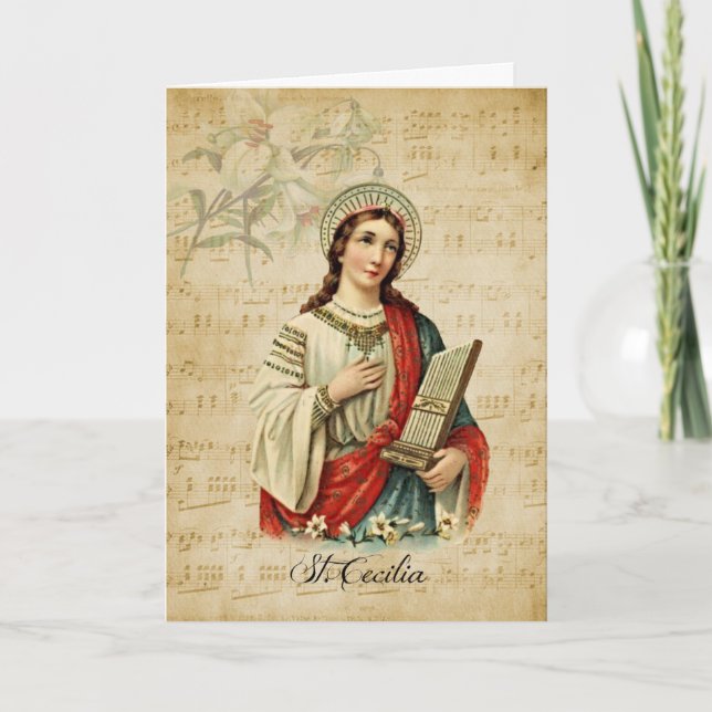 Tarjeta Patrona de San Cecilia de músicos música religiosa (Anverso)