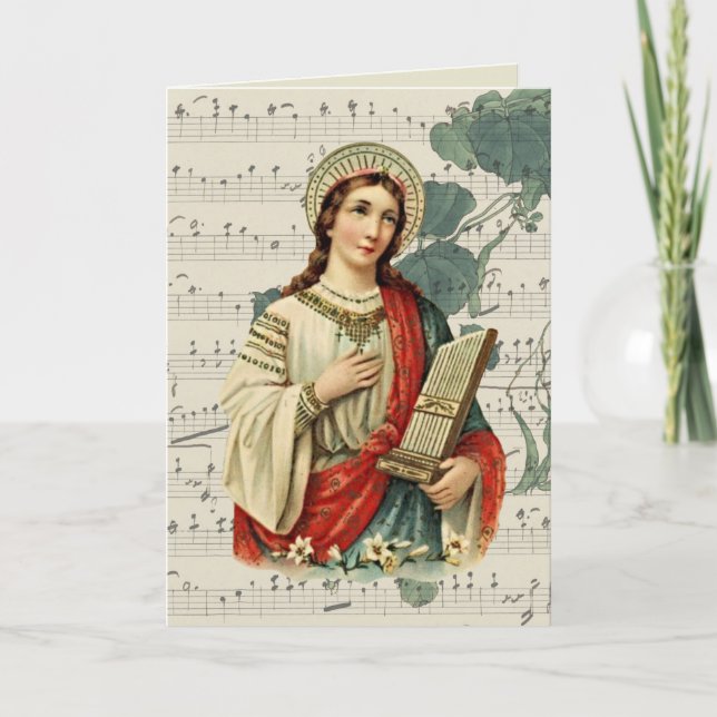 Tarjeta Patrona de San Cecilia de músicos religiosos (Anverso)