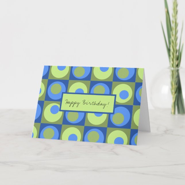Tarjeta Patronato Periwinkle Blue Green Happy Birthday (Anverso)