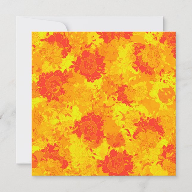 Tarjeta Patrones florales rojos japoneses (Anverso)