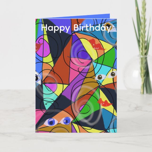 Tarjeta Patrones geométricos abstractos surrealistas con o (Anverso)