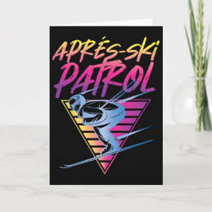 Tarjeta Patrulla Retro Vintage de Apres Ski de los 80 