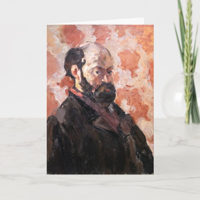 Tarjeta Paul Cezanne - autorretrato de fondo rosa (Anverso)
