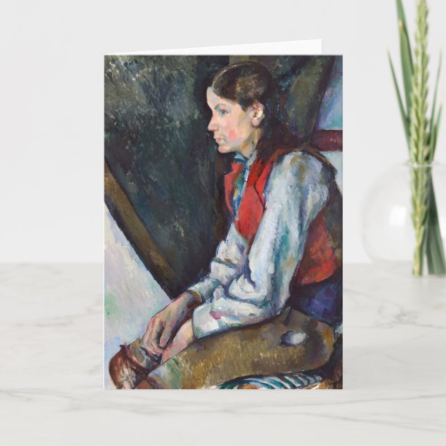 Tarjeta Paul Cezanne - Niño en el chaleco rojo (Anverso)