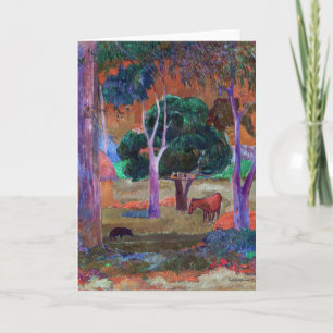 Tarjeta Paul Gauguin - Paisaje con un Cerdo y un Caballo