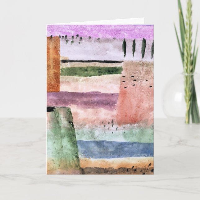 Tarjeta Paul Klee, paisaje con álamos, (Anverso)
