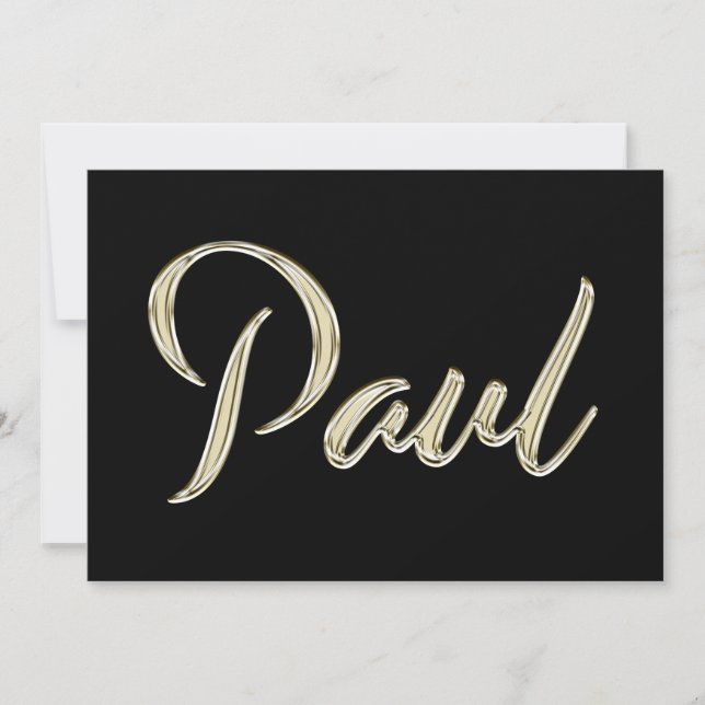 Tarjeta Paul Name white gold Handwriting Karte (Anverso)