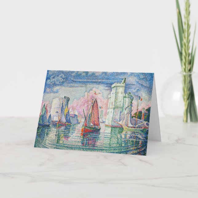 Tarjeta Paul Signac - Entrada al puerto de La Rochelle (Anverso)