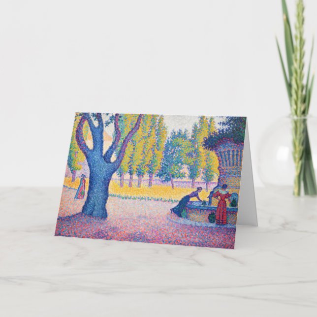 Tarjeta Paul Signac - Fuente de los Lices, Saint-Tropez (Anverso)