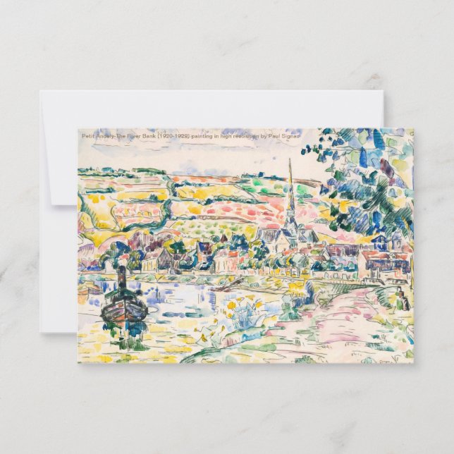 Tarjeta Paul Signac-Petit Andely-The River Bank 1920-1929 (Anverso)