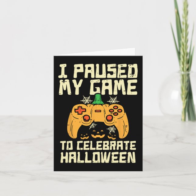 Tarjeta Pausa mi juego Halloween Gamer Gaming Costume Boys (Anverso)
