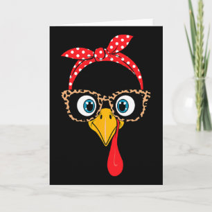 Tarjeta Pavo de Acción de Gracias Cara Gafas de Impresión 