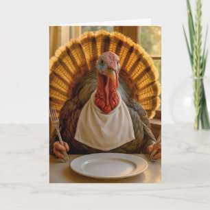Tarjeta Pavo de Acción de Gracias con Cuchillo y Tenedor