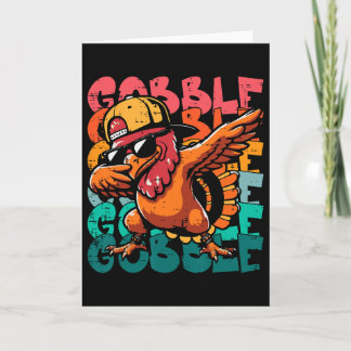 Tarjeta Pavo de Acción de Gracias Dab Gobble Divertido Niñ
