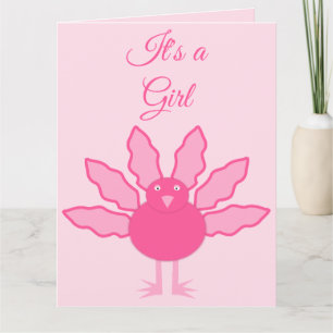 Tarjeta Pavo de Acción de Gracias de Niña Rosa Bonita Pers
