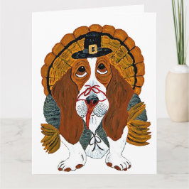 Tarjeta Pavo de Acción de Gracias del Basset Hound