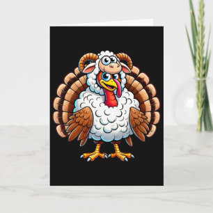 Tarjeta Pavo de Acción de Gracias disfrazado de oveja Humo