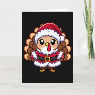 Tarjeta Pavo de Acción de Gracias disfrazado de Santa Humo