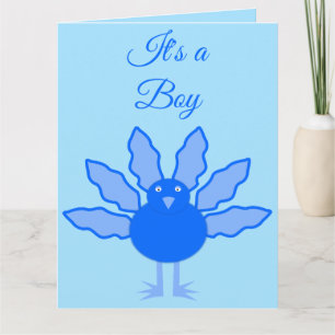Tarjeta Pavo de Acción de Gracias Niño Bebé Azul Lindo Per