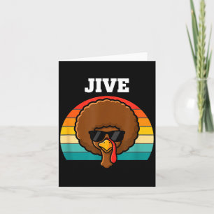 Tarjeta Pavo de baile afro retro de los 70 Día de Acción d