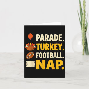 Tarjeta Pavo de desfile fútbol siesta día de acción de gra