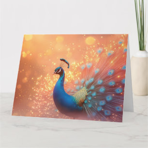 Tarjeta Pavo de paz majestuoso con desplome vibrante