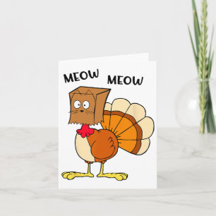 Tarjeta Pavo Divertido Meow Meow Hola Temporada de Otoño H