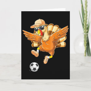 Tarjeta Pavo Divertido Patada en Bicicleta Fútbol Día de A