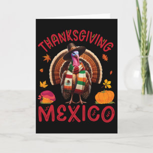 Tarjeta Pavo Festivo Con Toque Mexicano Feliz Día de Acció