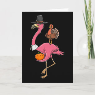 Tarjeta Pavo Flamingo Peregrino Divertido De Acción De Gra