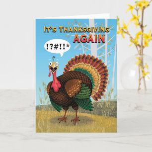 Tarjeta Pavo Gordo Divertido Recuerda el Día de Acción de