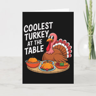 Tarjeta Pavo más genial de Acción de Gracias en la mesa de