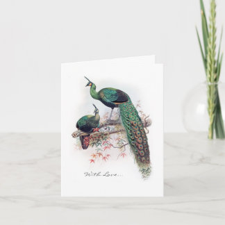 Tarjeta Pavo real Notecard del vintage