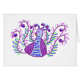 Tarjeta pavo real púrpura estilizada