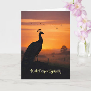 Tarjeta Pavo real simpatía pérdida Silueta puesta de sol