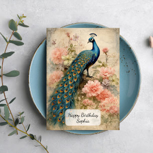 Tarjeta Pavo real vintage