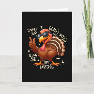 Tarjeta Pavo Salsa Frijoles Y Panecillos Cerole Divertido