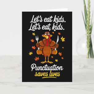 Tarjeta Pavo Vamos a Comer Niños Signos de Puntuación Dive