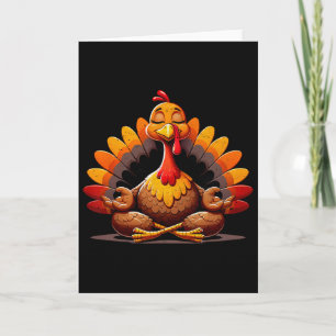 Tarjeta Pavo Yoga Día de Acción de Gracias Divertido Medit